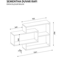 Dekorister Sementha Beyaz-Ceviz Duvar Rafı