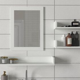 Dekorister Simon Beyaz Banyo Üst Dolabı Aynalı Etajer
