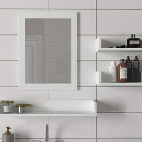 Dekorister Simon Beyaz Banyo Üst Dolabı Aynalı Etajer