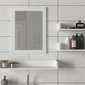 Dekorister Simon Beyaz Banyo Üst Dolabı Aynalı Etajer
