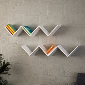 Dekorister Zig Zag Beyaz Duvar Rafı