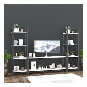 Dekormila Metal 2 Beyaz Kitaplıklı Tv Ünitesi