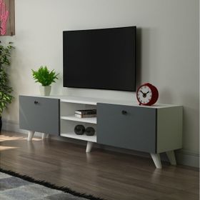 DEKOROSSO Beyaz Antrasit Veco Tv Sehpası