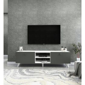 DEKOROSSO Beyaz Antrasit Veco Tv Sehpası