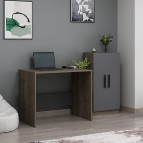 DEKOROSSO Ceviz Antrasit Stic Dolaplı Çalışma Masası