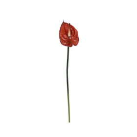 Dekorsende 40 cm Canlı Dokunuş Kahverengi Antoryum Çiçeği Yapay Bitki
