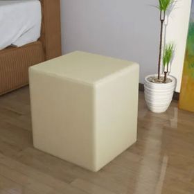 Dekorstilim Ard 700 Tabure Ahşap İskeletli Krem Kare Puf