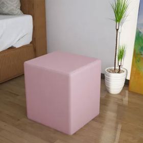 Dekorstilim Ard 707 Tabure Ahşap İskeletli Pembe Kare Puf