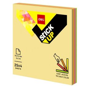 Deli A02002 4 Renk 76x76 100 Yaprak Yapışkanlı Not Kağıdı