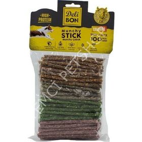 Delibo İnce Boy 100'lü Paket Karışık Renkn Deri Munchy Çubuk