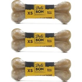 Delibon 3x7 cm Natural Vakumlu Yenebilir Press Kemik Köpek Ödülü