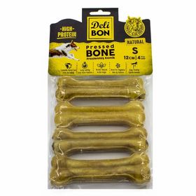 Delibon 4x12 cm Natural Deri Köpek Çiğneti Pres Kemik