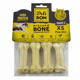 Delibon 4x7 cm Beyaz Deri Köpek Çiğneti Pres Kemik