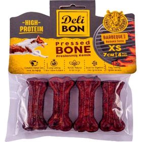 Delibon 4x7 cm XS Barbekü Aromalı Deri Pres Kemik Köpek Ödülü