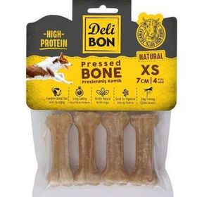 Delibon 4x7 cm Xs Boy Naturel Deri Press Köpek Kemik