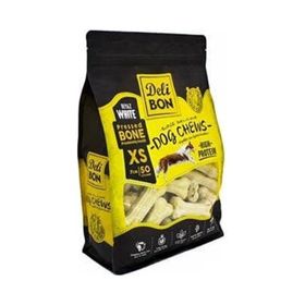 Delibon 50x7 cm Beyaz Deri Köpek Çiğneme Pres Kemik