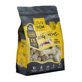 Delibon 7 cm Beyaz Xsmall 50'li Deri Pres Kemik Köpek Ödülü