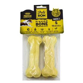 Delibon Beyaz 12 cm S Boy 2'li Paket Deri Press Köpek Kemik