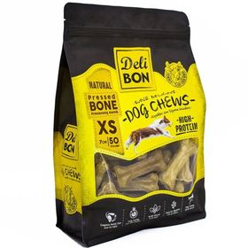Delibon BLK50XSNATURAL 7 cm XS 50'li Natural Deri Köpek Çiğneti Pres Kemik