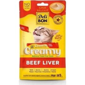 Delibon Creamy Dana Ciğerli 5x15 gr Sıvı Kedi Ödül Maması