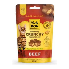 Delibon Cruncy İçi Dolgulu Sığır Etli 60 GR Kedi Ödülü