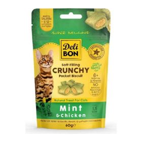 Delibon Cruncy İçi Dolgulu Tavuklu ve Naneli 60 gr Kedi Ödülü