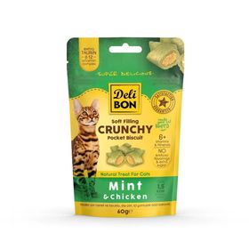 Delibon Cruncy İçi Dolgulu Tavuklu ve Naneli 60 gr Kedi Ödülü