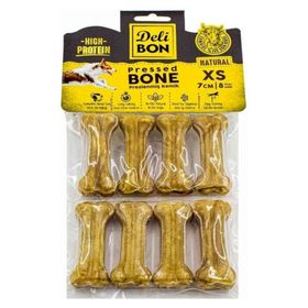 Delibon Naturel Medium 8 Adet 7 cm Deri Press Köpek Kemik Ödülü