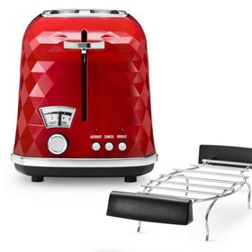 Delonghi CTJ2103 R FRONT Bianco 900 W 5 Programlı 2 Dilim Hazneli Ekmek Kızartma Makinesi Kırmızı