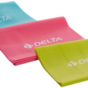 Delta 3 'lü Yeşil - Fuşya - Turkuaz 150x15 cm Pilates Bandı Egzersiz Direnç Lastiği