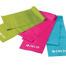 Delta 3 'lü Yeşil - Fuşya - Turkuaz 150x15 cm Pilates Bandı Egzersiz Direnç Lastiği
