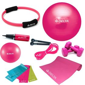 Delta 4 mm 55x20 cm Minderli PFS Fuşya Full Pilates Seti