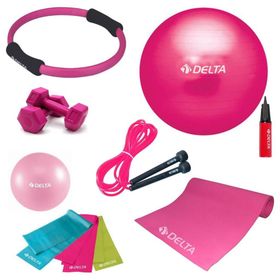 Delta 4 mm 55x20 cm Minderli PFS Fuşya Full Pilates Seti