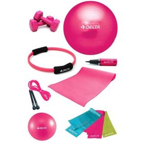 Delta 4 mm 55x20 cm Minderli PFS Fuşya Full Pilates Seti