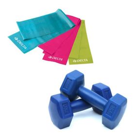 Delta Delta 2 Kg x 2 Adet Plastik Dambıl 3'lü Pilates Bandı Mavi BNT-DMBLM-03