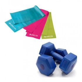 Delta Delta 2 Kg x 2 Adet Plastik Dambıl 3'lü Pilates Bandı Mavi BNT-DMBLM-03