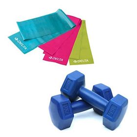 Delta Delta 2 Kg x 2 Adet Plastik Dambıl 3'lü Pilates Bandı Mavi BNT-DMBLM-03