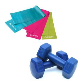 Delta Delta 2 Kg x 2 Adet Plastik Dambıl 3'lü Pilates Bandı Mavi BNT-DMBLM-03