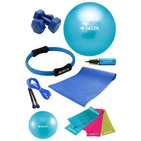 Delta Delta PTS 65 cm Pilates Topu Çemberi 4 mm Minder 2 kg Dambıl Seti STQ-2D-PTS20