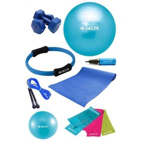 Delta Delta PTS 75 cm Pilates Topu Çemberi 4 mm Minder 2 kg Dambıl Seti STQ-2D-PTS35