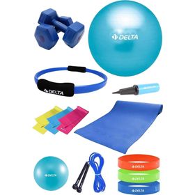 Delta Delta PTS 75 cm Pilates Topu Çemberi 4 mm Minder 2 kg Dambıl Seti STQ-2D-PTS35