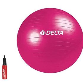 Delta Fuşya Deluxe Pilates Topu 55 cm ve Çift Yönlü Pompa Seti