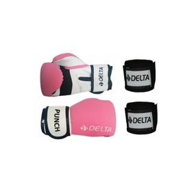 Delta Punch Dura Pembe Strong Boks Eldiveni + Boks El Bandajı Seti