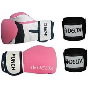 Delta Punch Dura Pembe Strong Boks Eldiveni + Boks El Bandajı Seti