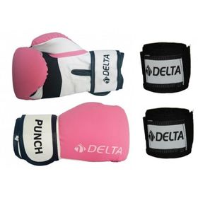 Delta Punch Dura Pembe Strong Boks Eldiveni + Boks El Bandajı Seti