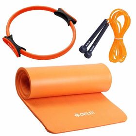 Delta Sarı 15 mm Pilates Minderi + 35 cm Pilates Çemberi + Atlama İpi