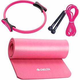 Delta Sarı 15 mm Pilates Minderi + 35 cm Pilates Çemberi + Atlama İpi