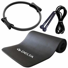Delta Sarı 15 mm Pilates Minderi + 35 cm Pilates Çemberi + Atlama İpi