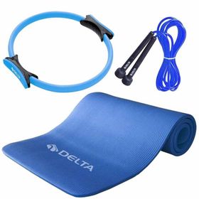 Delta Sarı 15 mm Pilates Minderi + 35 cm Pilates Çemberi + Atlama İpi