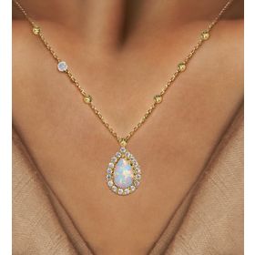 Demas Gold 14 Ayar Altın Dorikalı Avustralya Beyaz Opal Pırlanta Bileklik